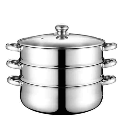 Produktbild: BESTonZON Dampfgarer 32 cm Di Edelstahl Rund Silber Suppentopf Kochtopf