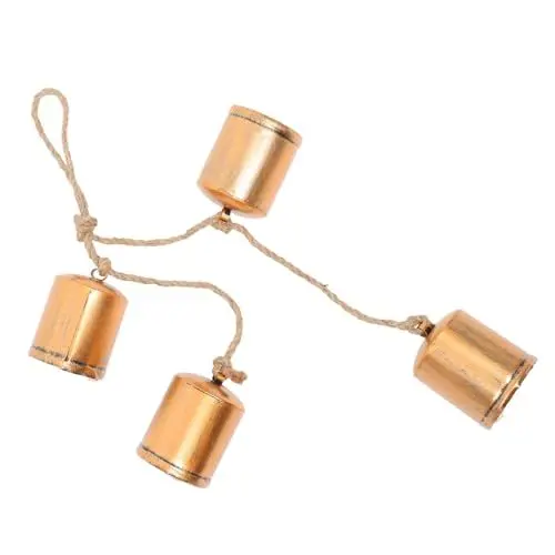 Produktbild: BESTonZON Kuhglocke Aus Metall Windspiel Tiefer Ton Windspiele Kuhglocken Am Seil Kuhglocken Dekor Hängende Glocken Am Seil Weihnachtsdekor Glocken Bastelglocken Windglocke Golden Hanfseil