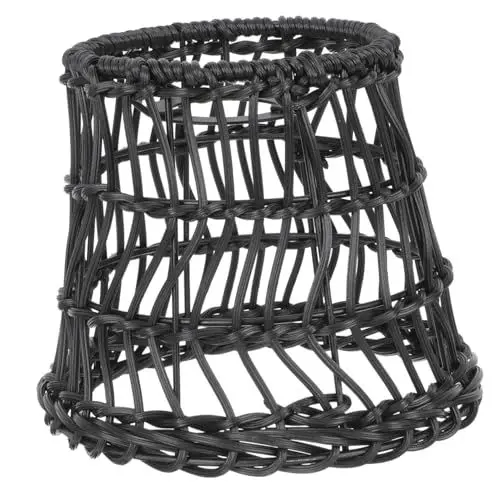 Produktbild: BESTonZON Lampenschirm aus Rattan Korbschirm Rattan Lampenschirm Korbgeflecht Rattan-Kugel-Lampenschirm Stehlampenschirm Pendelleuchten ländlich schmücken Schutz Leuchter Büro Weide Metall