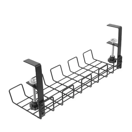 Produktbild: BESTonZON Lieferungen Unter Dem Tischregal Tablett Regal-organizer-rack Unter Dem Schreibtischkorb Kabelorganisator Für Kabelführungsfach Einstellbar Büro Kohlenstoffstahl Stromkabel