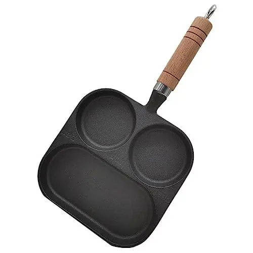 Produktbild: BESTonZON Omelettpfanne Kleine Bratpfanne Induktion Eierpfanne Gusseisen Eierbratpfanne Mini Spiegelei Pfanne Gusseisenpfanne Küche Kochtopf Egg Frying Pan Crepe Blini Burger Sandwich Maker