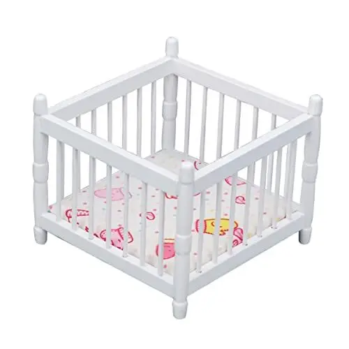 Produktbild: BESTonZON Puppenhausmöbel Schlafzimmermöbel Hochbett Puppenhaus-Ornament Kindermöbel Miniaturmöbel Puppenhaus-miniaturbett Miniatur-hausmöbel Klein Kinderzimmer Holz Weiß Puppenbett