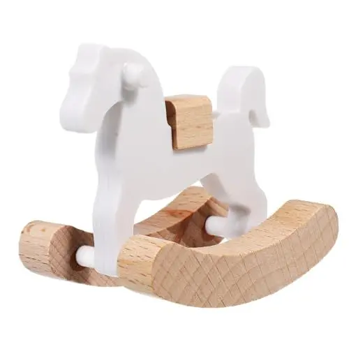 Produktbild: BESTonZON Puppenhaus-trojaner Babywippe Mini Schaukelpferd Mini-hausschmuck Miniatur-schaukelstuhl Für Puppen Kleine Spielzeuge Puppenhaus Schaukelpferd Stuhl Mini-hausmöbel-dekor Holz