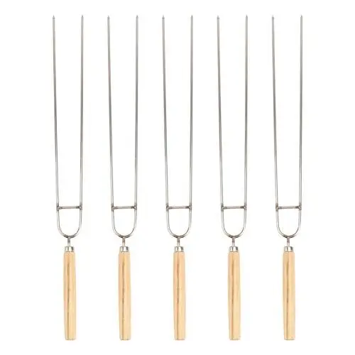 Produktbild: BESTonZON Räucherstäbchen 5- Pack Edelstahl BBQ Spie?e mit Holzgriff 14- Zoll Wiederverwendbare Grill Grillen Sticks Schaschlikspieße