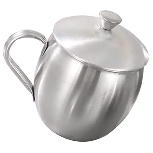 Produktbild: BESTonZON Rostfreier Kaffeebecher Edelstahl Zuckerdose Mit Henkel Deckel Kaffeebecher Trinkwasserbecher Gewürztöpfe Metallbecher 350Ml Kaffeezubehör