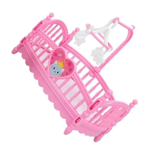 Produktbild: BESTonZON Satz Puppenhaus-Cartoon-Bett Puppenküche Babybett Für Puppen Spielzeugbett Miniküche Puppenbett Puppenhaus-bausätze Puppenhaus-Miniatur Mini- Miniaturbett Möbelzubehör Rosa Abs