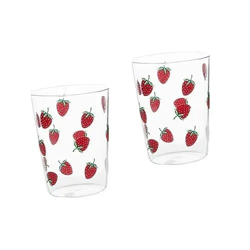 Produktbild: BESTonZON Schnapsgläser 2 Stück – Roter Süßer Milch-Latte Hitzebeständiger Kaffee-Zuhause- -Becher Heiß Mit Klarer Trinkküche Erdbeer-Smoothie-Aufbewahrung Für Muster Klare Glasbecher