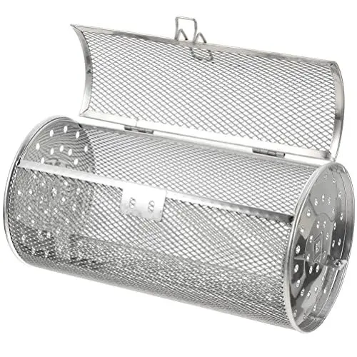 Produktbild: BESTonZON Schwenkgrill Bbq Grill Bräter Körbe Edelstahl Grill Rollgrill Korb Backofen Braten Backkörbe Für Nüsse Erdnuss Bohnen Pommes 19 5Cm (Silber) Zubehör Für Heißluftfritteusen