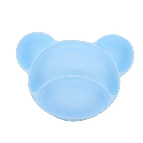 Produktbild: BESTonZON Silikongeschirr Für Kinder Geschirr Tragen Selbstfütterungsplatte Teller Für Kleinkinder Tafelgeschirr Für Ergänzende Speisen Neugeborener Essensteller Babygeschirr Kieselgel Blue