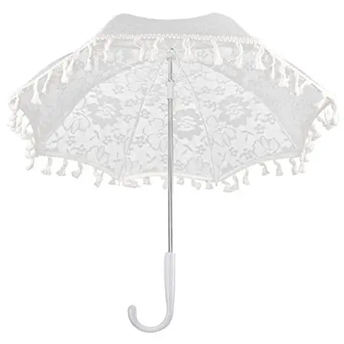 Produktbild: BESTonZON Sonnenschirmschirm Mini dekorativer Regenschirm hochzeitsdeko Braut Braut und Bräutigam westlicher Stil Regenschirm aus Spitze Zubehör