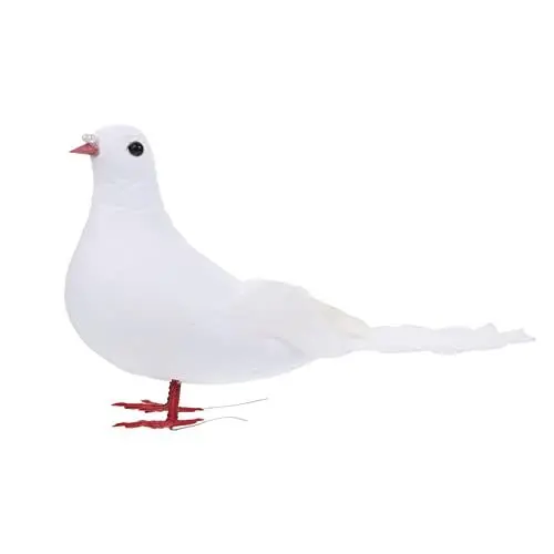 Produktbild: BESTonZON Taube Figur Deko Friedenstaube Künstliche Vögel mit Feder Baumschmuck Deko Dekofigur Kunstvogel Gartenfiguren für Hochzeit Dekoration Gartendeko Balkon Terrassen Tiere Tischdeko 8CM
