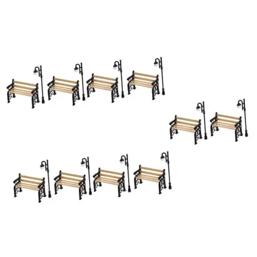 Produktbild: BESTonZON Zubehör 10 Sätze 4St Puppenhaus Spielzeug märchenhafte gartenbank Miniatur-Straßenlaterne Kinderspielzeug Modelle Möbel Miniatur- Kinderminiaturspielzeug Sofa Pfostenlampe Statue