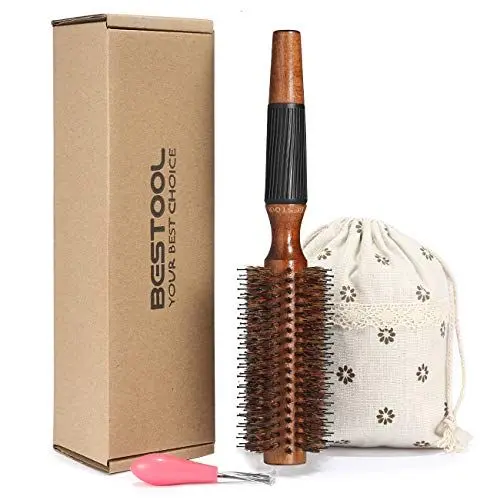 Produktbild: BESTOOL Rundbürste zum Föhnen,Wildschweinborsten Rundhaarbürste mit Holzfass, große runde Stylingbürste für Frauen und Männer, Glätten, Locken, Hinzufügen von Haar Volumen und Glanz (2.2 Inch)