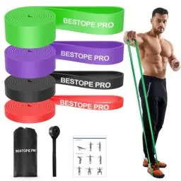 Produktbild: BESTOPE PRO Fitnessbänder mit 4 Widerstandsstufen, Resistance Bands Set mit Türanker, Pull Up Widerstandsbänder
