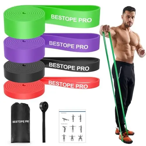 Produktbild: BESTOPE PRO Fitnessbänder mit 4 Widerstandsstufen, Resistance Bands Set mit Türanker, Pull Up Widerstandsbänder