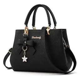 Produktbild: BestoU Damen Handtasche Leder Tasche Shopper Damen Handtaschen Schule Schultertaschen Geldbörsen (Schwarz)