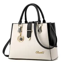 Produktbild: BestoU Damen Handtaschen Schwarz groß taschen Leder gross moderne damen handtasche schultertasche Frauen Umhängetasche (Weiß)