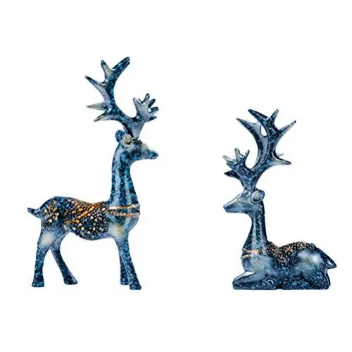 Produktbild: BESTOYARD 1 Paar Kleine Rentier Hirsch Elch Figur mit Bonsai Weihnachten Deko Miniatur Ornament Auto Dekofigur Tierfigur Weihnachtsfigur Tischdeko Weihnachtsschmuck