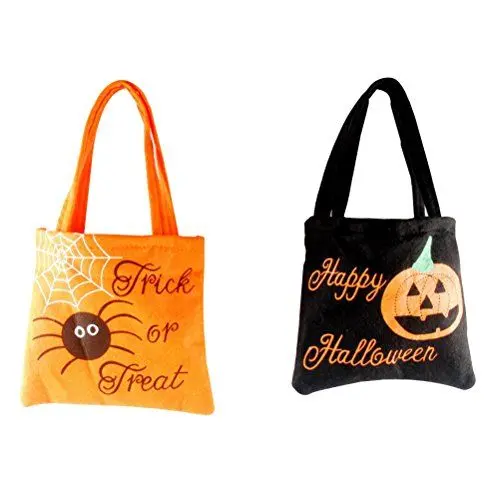 Produktbild: BESTOYARD 2 stücke Süßes oder Saures Taschen Happy Halloween Süßigkeiten Handtasche Vlies Kinder Taschen (Schwarz Orange)