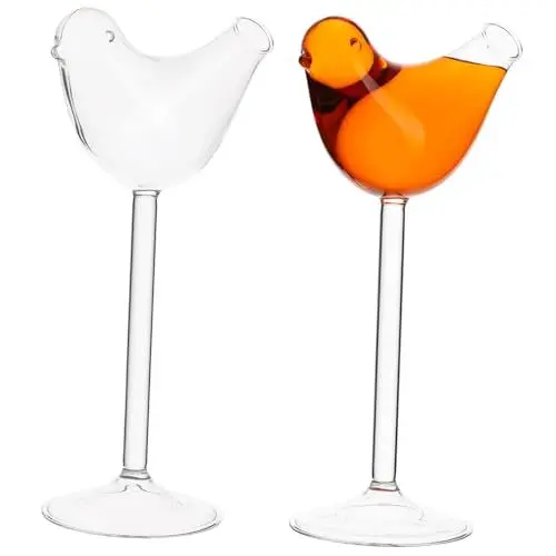 Produktbild: BESTOYARD 2st Birdie Weinglas Whiskygläser Cocktailbecher Vogelglas Geriffelte Weingläser Vogelbrille Cocktailgläser Kreatives Cocktail-getränk Rotwein Tassen Blaue Lampe Barren Transparent
