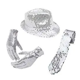 Produktbild: BESTOYARD Jazz Dance Accessoires mit Pailletten Hut, Shinny Pailletten Kostüm, Jazz Hip-Hop Dance Performance Zubehör Sets , Glitzer Krawatte, Handschuhe und Hosenträger für Bühnenauftritte, Karneval