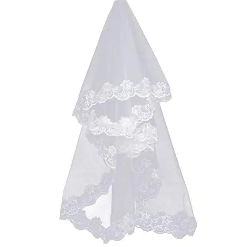 Produktbild: BESTOYARD Brautschleier Spitze Blumen Hochzeitsschleier Kathedralen Schleier Brautkleid Zubehör 1.5m (Weiß)