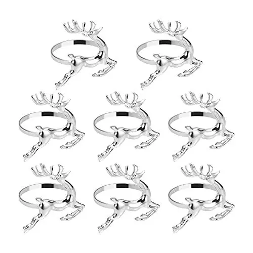Produktbild: BESTOYARD Serviettenring Silber Hirsch Elch Form Serviettenhalter für Gedecke Hochzeit Abendessen Familientreffen 8 Stück (Silber)