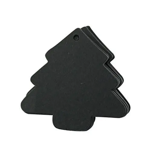 Produktbild: BESTOYARD Weihnachtsbaum Kraftpapier Etiketten Weihnachten Geschenkanhänger Tannenbaum Deko 100 Stück (Schwarz)