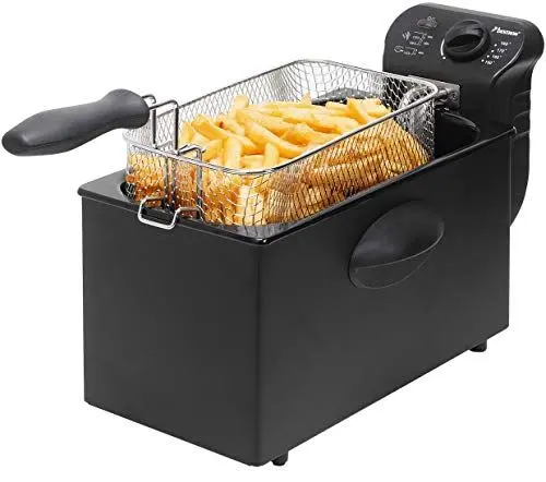 Produktbild: Bestron Öl-Fritteuse mit Kaltzonentechnologie, Fritteuse mit 3.5 Liter Volumen, stufenloser Temperaturregler bis 190°C, teilweise spülmaschinengeeignet, 2000 Watt, Farbe: Schwarz