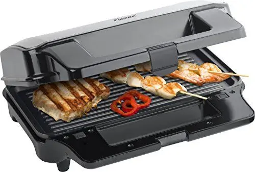Produktbild: Bestron Antihaftbeschichteter 3-in-1 Sandwich-Kontaktgrill, 900 W, Schwarz, 29,5 x 20 cm