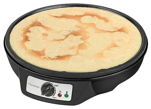 Produktbild: Bestron Crêpes Maker im Retro Design, für Crepes mit Ø 30 cm, inkl. Teigverteiler & Crêpes-Wender, mit Antihaftbeschichtung, 1000 Watt, Farbe: Schwarz