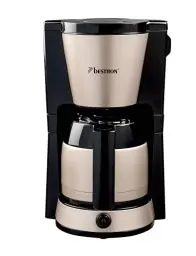 Produktbild: Bestron Filter-Kaffeemaschine für 8 Tassen Kaffee, Kaffeemaschine mit 1 Liter Thermokanne, inkl. Permanent-Filter & Abschaltautomatik, 900 W, Farbe: Hellbeige