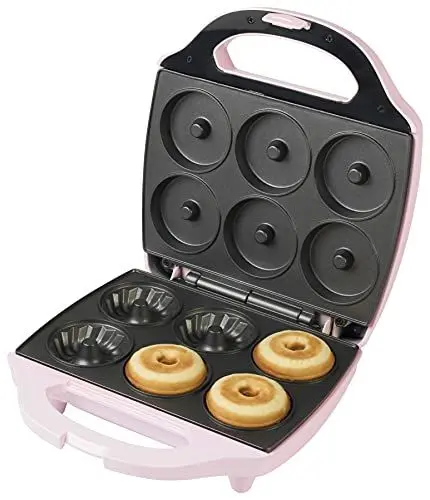 Produktbild: Bestron Gugelhupf Maker, Waffeleisen für 6 süße Mini-Küchlein, mit Antihaftbeschichtung, 900 Watt, Farbe: Rosa