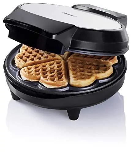 Produktbild: Bestron Waffeleisen für klassische Herzwaffeln, Waffelmaker mit Backampel & Antihaftbeschichtung, 700 Watt, Farbe:Schwarz