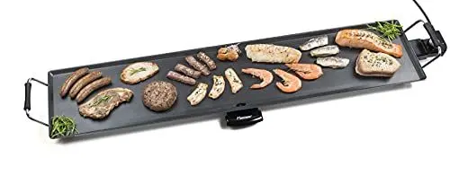 Produktbild: Bestron elektrische XXXL Plancha-/Teppanyaki-Grillplatte mit Antihaftbeschichtung, Grillspaß für bis zu 10 Personen, extra lange Grillfläche, 2.000 Watt, Farbe·· Schwarz
