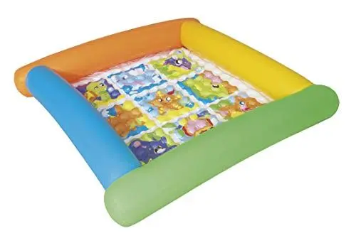Produktbild: Bestway Up, In & Over Tierfreunde Spielmatte aufblasbar, schnell auf- und abbaubar, 132x132x23 cm
