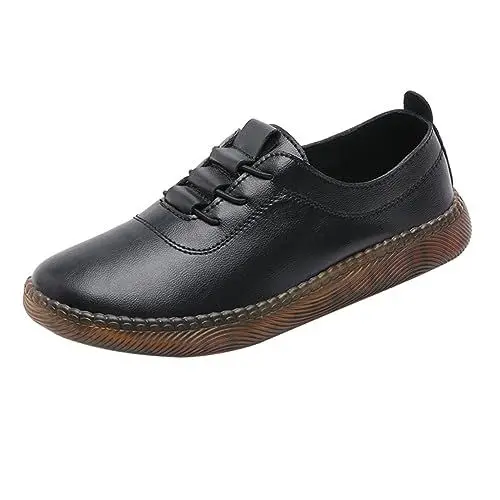 Produktbild: BESTYASH 1 Paar Faule Lederschuhe Lässige Turnschuhe Plateau-Sneaker Für Damen Wanderschuhe Für Frauen Plateauschuhe Für Damen Lässiger Damen-Sneaker Weiße Turnschuhe Damen Innen: Pu Black