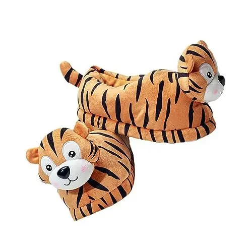 Produktbild: BESTYASH 1 Paar Hausschuhe aus Tiger-Baumwolle Cartoon-Socken Anti-Rutsch-Hausschuh Damensocken warm hausschuhe warm slippers universeller Plüsch-Winterhausschuh reizende Cartoontierschuhe