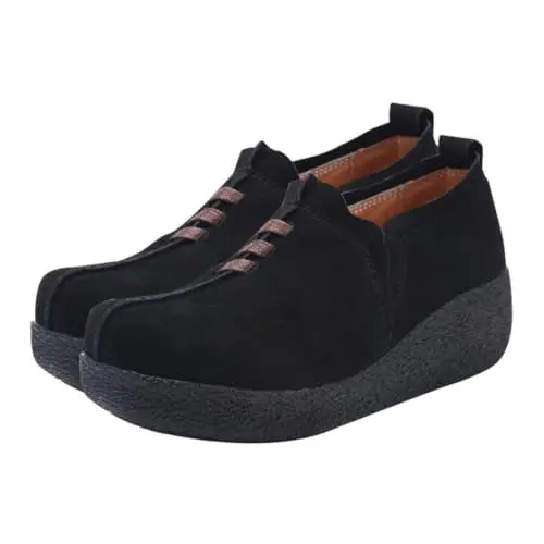 Produktbild: BESTYASH 1 Paar Plateauschuhe Modische Turnschuhe Für Damen Lässige Wanderschuhe Für Damen Komfortschuhe Für Damen Modische Sneaker Für Damen Frau Freizeitschuhe Innen: Kurzer Plüsch Black