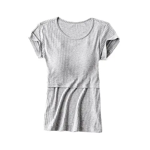 Produktbild: BESTYASH 1stück Schwangerschafts-Pyjama Stillnachthemd Für Frauen Graue Stillbekleidung Bequemes Nachtwäsche Schwangere Für Stillen Nachtpflege