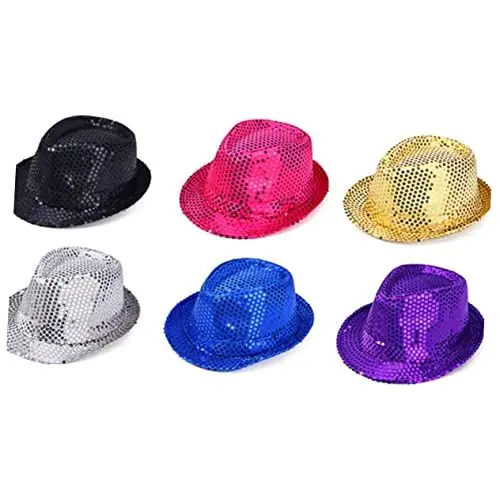 Produktbild: BESTYASH 2St Jazzhut Paillettenhut, silberner Discohut Pailletten-Jazz-Caps Faszinator Goldene Fedora-Hüte für Damen Festival goldener hut Partyhüte Partyhut Trachtenhut für Erwachsene Rosy