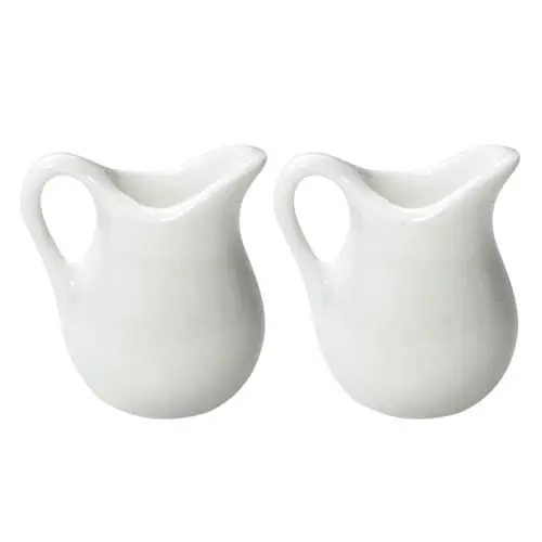 Produktbild: BESTYASH 2 Stück Miniatur Porzellan Milchkrug Weiße Soßenkanne Mini Küchendekoration Puppenhaus Zubehör Exquisites für Kreative Szenen