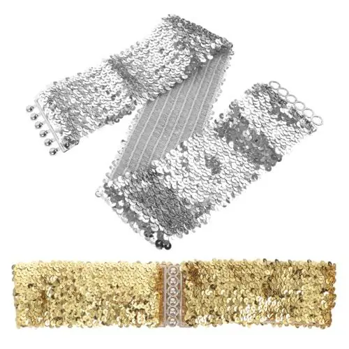 Produktbild: BESTYASH Modischer Glitzer-gürtel Elastischer Taillengürtel Pailletten-performance-bund Für Damen Breiter Gürtel Für