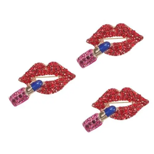 Produktbild: BESTYASH 3St Lippenstift Brosche Strassbrosche personalisierte Anstecknadel lippenstift set lipstick set Glitzer-Lippenstift Hutnadeln Broschennadel dekorative Anstecknadel