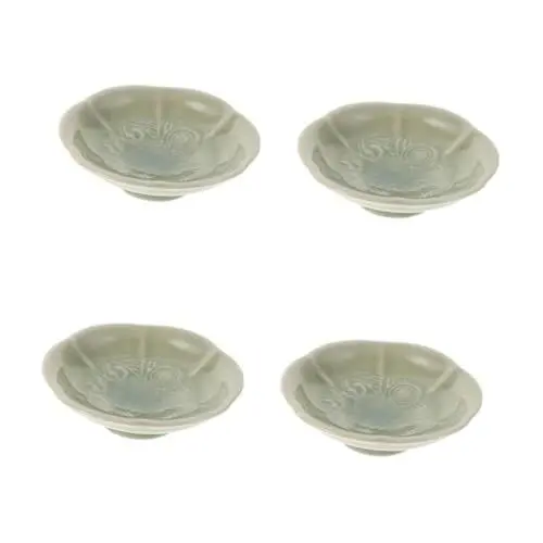 Produktbild: BESTYASH 4 Stück Ablageschale aus Keramik Dipbecher Mini-Servierschalen Prise Vorbereitungsschüsseln Snackteller Dipp Schale Portionsbecher aus Metall Blumen-Schmuckteller Light Green