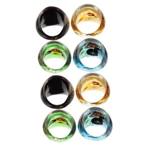 Produktbild: BESTYASH 8 Stk Glasring Im Ethno-stil Schmuck Ringe Für Frauen Dekorative Ringe Stapelbarer Klobiger Ring Personalisierte Ringe Fingergelenkring Coole Ringe Fingerring Glasringe Für Damen