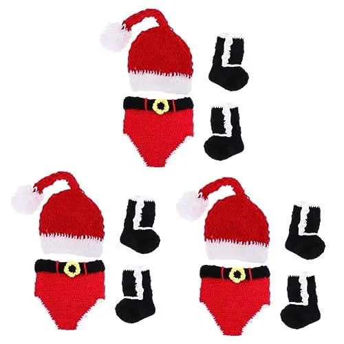 Produktbild: BESTYASH 9 STK Weihnachtsfotografie-Kit Kleidung für Neugeborene -Weihnachtsoutfit Kinder weihnachtsmann Kinder Pulli Babykleidung Weihnachtsmann-Kostüm Fotokostüm für Babys Stricken