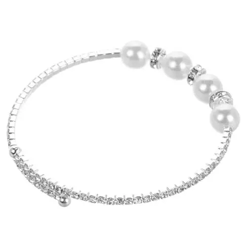 Produktbild: BESTYASH Brautarmbänder Braut-Perlen-Choker-Halskette Perlenarmband Roben Perlen-Strass-Armband Brautarmband armband mit perlen hochzeitsmode Armreif Teenager-Armbänder Zinklegierung Silver