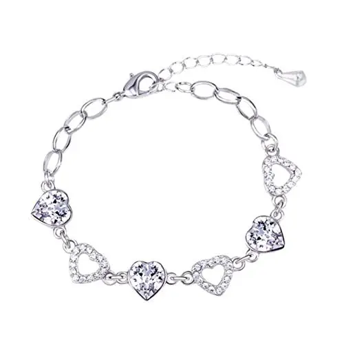 Produktbild: BESTYASH Diamantarmband Geschenk Für Frauen Charm-armbänder Freundschaftsarmband Diamantarmbänder Für Frauen Armband Mit Herzanhänger Freundschaftsschmuck Weiß Vanille Himmel Kristall