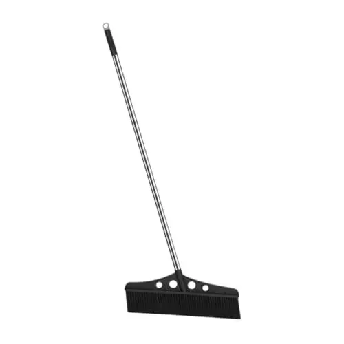 Produktbild: BESTYASH Gartenbesen Rasenkehrer Innenbesen Rakel Besen Garagenbesen Ladenbesen Heavy Duty Teppichbesen Aus Gummi Rasenkehrmaschine Schieben Outdoor-Besen Lobbybesen Küchenbesen Black Nylon